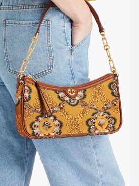 Tory Burch Brocade Studio Shoulder bag in sunset fire. EUC